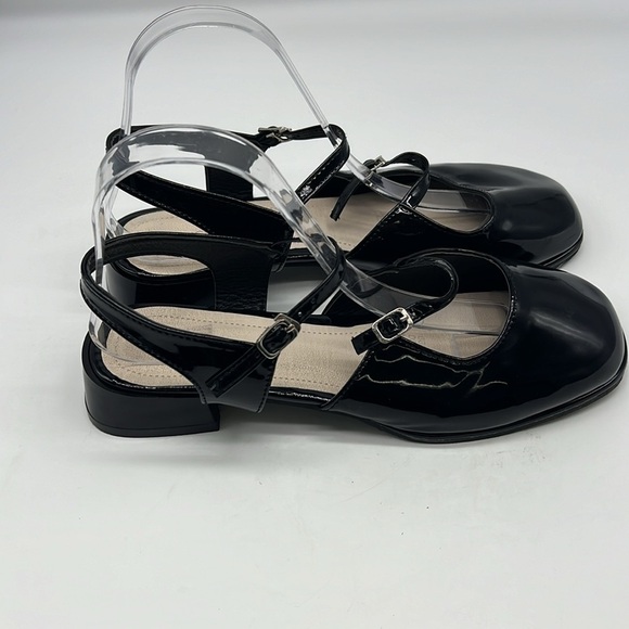DONGFANGMEIZU - Double Strap Black Patent Square Toe Heeled Maryjane Size 40 - Picture 3 of 14